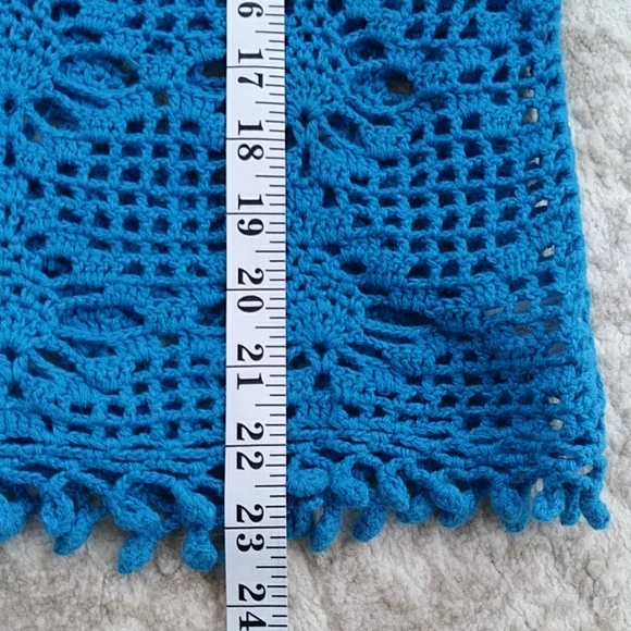 Style Studio Crochet Open Weave Cardigan Sweater 1X Blue - Picture 11 of 13